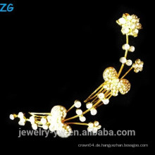 Hochwertiges Gold überzogene Prinzessin Rhinestone Blume Brautkämme elegante Metallhaarkämme